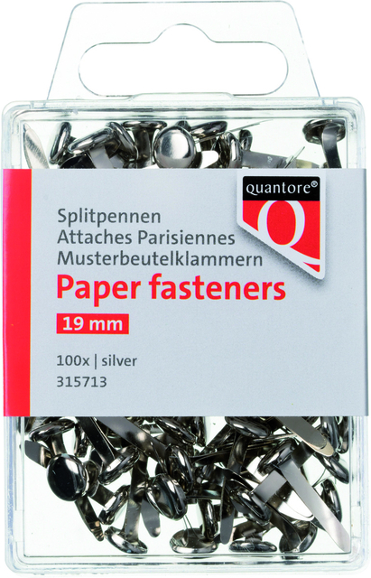Splitpen Quantore blister 19mm zilver 100 stuks afbeelding
