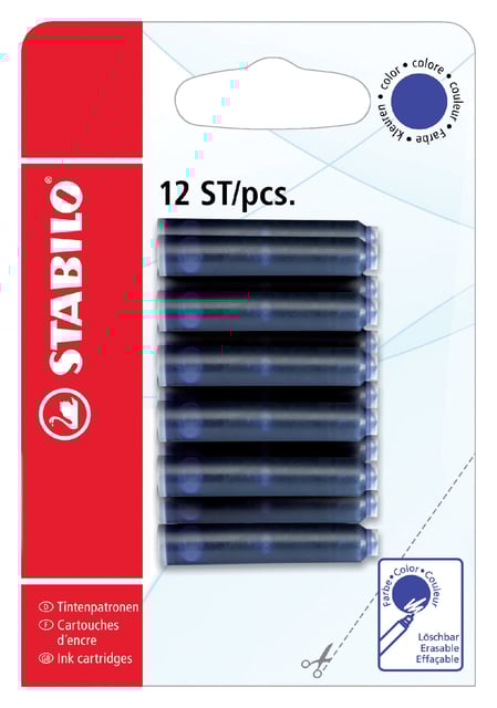 Inktpatroon STABILO blauw blister à 12 stuks afbeelding