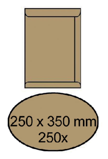 Envelop akte IEZZY 250x350mm zelfklevend 90gr bruin 250 stuks afbeelding