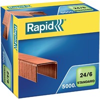 Nieten Rapid 24/6 kopercoating standaard 5000 stuks
