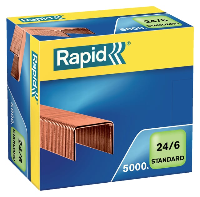 Nieten Rapid 24/6 kopercoating standaard 5000 stuks afbeelding
