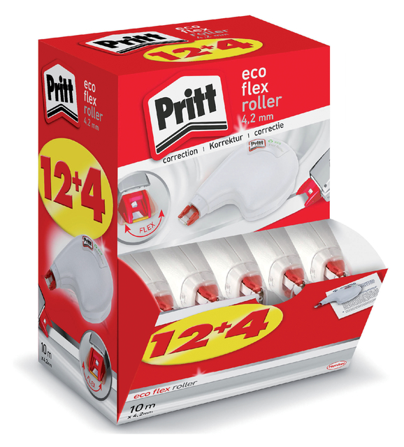 Correctieroller Pritt ECO Flex 4.2mmx10m promo pack à 12+4 gratis afbeelding