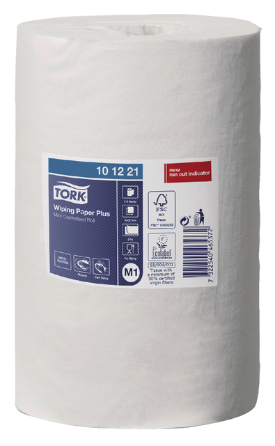 Poetspapier Tork Wiping plus minirol M1 2 laags centerfeed 74,9m wit 101221 afbeelding