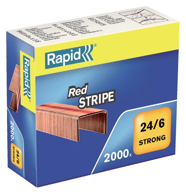 Nieten Rapid Nieten Rapid 24/6 verkoperd red stripe 2000 stuks afbeelding