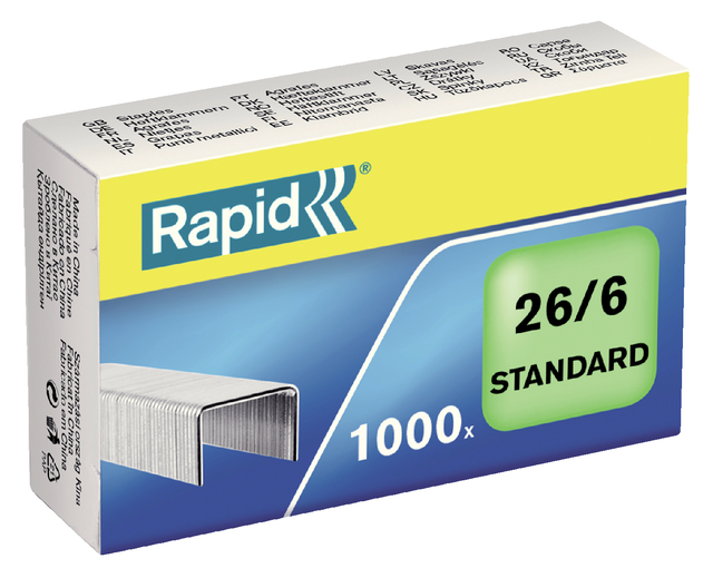 Nieten Rapid 26/6 gegalvaniseerd standaard 1000 stuks afbeelding