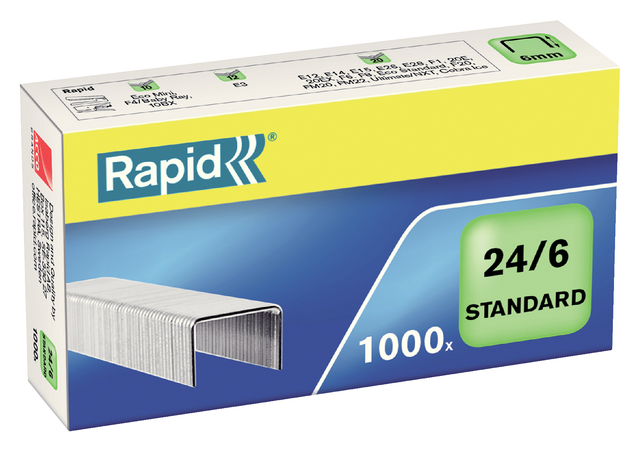 Nieten Rapid 24/6 gegalvaniseerd standaard 1000 stuks afbeelding