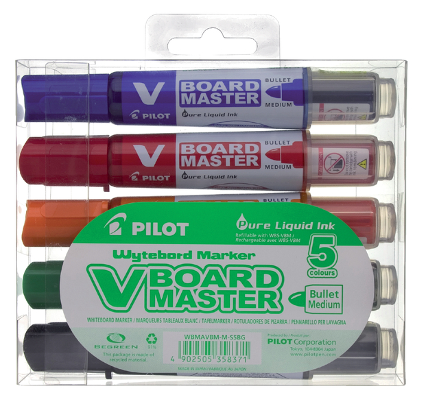 Whiteboardmarker PILOT Begreen rond medium assorti etui à 5 stuks afbeelding