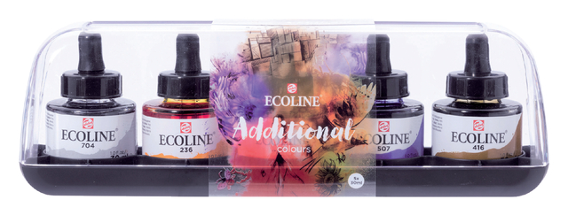 Inkt Talens Ecoline met pipet additional set à 5 ass afbeelding