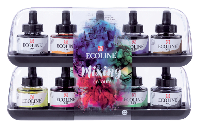 Inkt Talens Ecoline met pipet additional set à 10 ass afbeelding