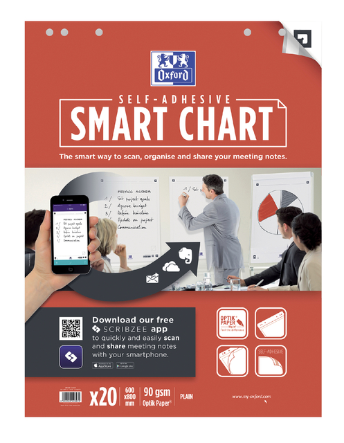 Flipoverpapier Oxford smart 60x80cm zelfklevend blanco 90gr 20 vel afbeelding