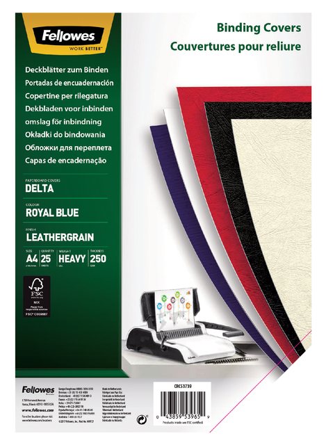 Voorblad Fellowes A4 lederlook royal blauw 25 stuks afbeelding
