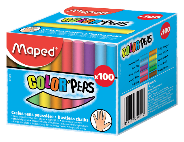 Schoolbordkrijt Maped Color&apos;Peps assorti stofvrij afbeelding