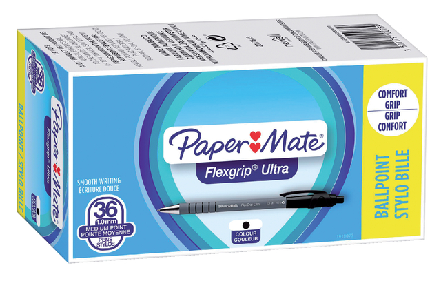 Balpen Paper Mate Flexgrip Ultra medium zwart valuepack 30+6 gratis — Foto 2 van 2