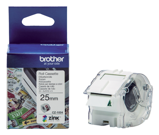 Etiket Brother CZ-1004 multifunctioneel 25mm 1 rol á 5m wit afbeelding
