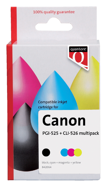 Inktcartridge Quantore alternatief tbv Canon PGI-525+CLI-526 2 zwart + 3 kleuren afbeelding