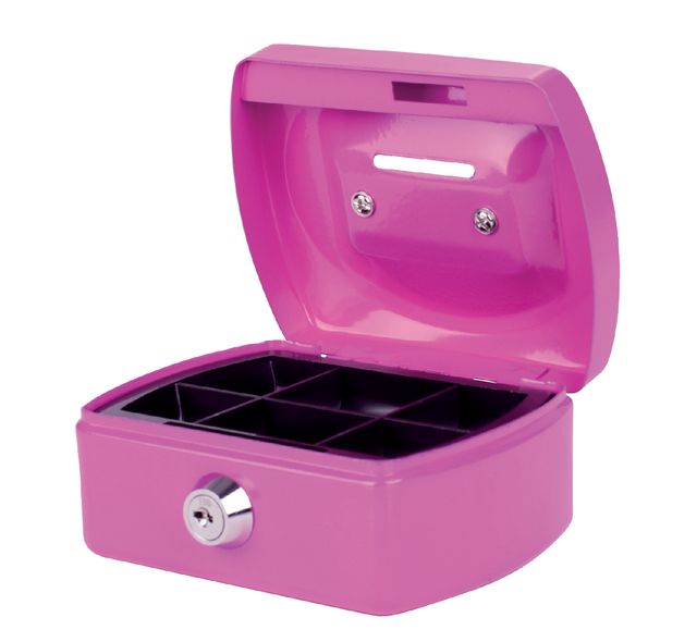 Geldkist Pavo met muntgleuf 125x95x60mm roze afbeelding
