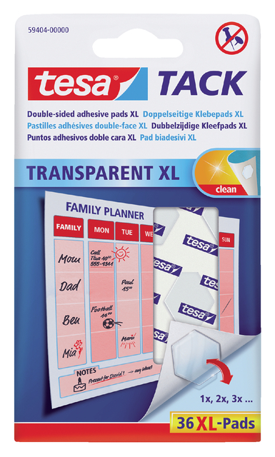 Kleefpads tesa® TACK dubbelzijdig transparant XL 36 stuks afbeelding