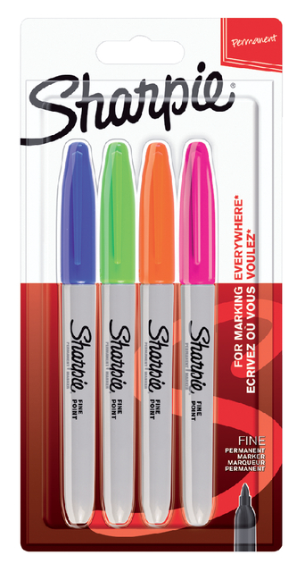 Viltstift Sharpie rond fine fun assorti blister à 4 stuks afbeelding