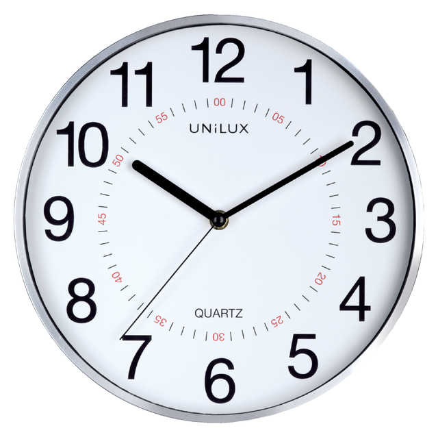 Wandklok Unilux Aria Ø 28.5cm zilvergrijs/wit afbeelding