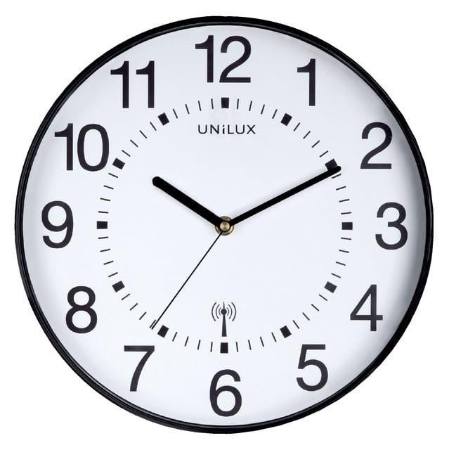 Wandklok Unilux Maxi radio controlled Ø 37.5cm zwart/wit afbeelding