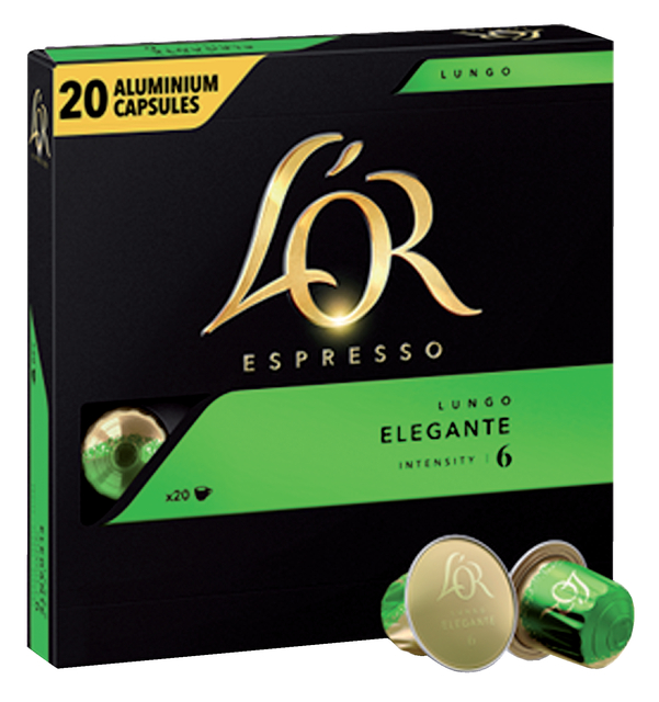 Koffiecups L&apos;Or espresso Lungo Elegante 20 stuks afbeelding