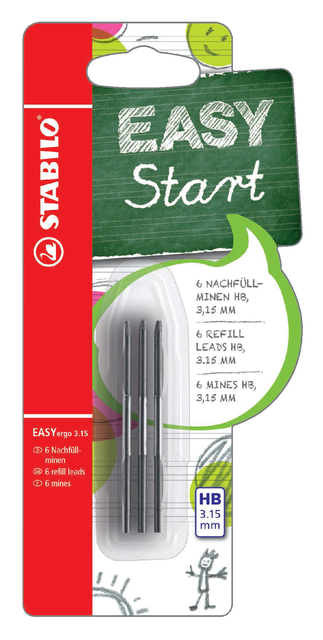 Stabilo Potloodstift Easyergo refills HB 3.15mm blisterà 6 stuks