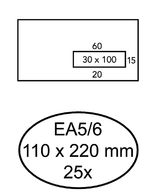 Envelop Quantore 110x220mm venster 3x10cm rechts zelfklevend 25 stuks afbeelding
