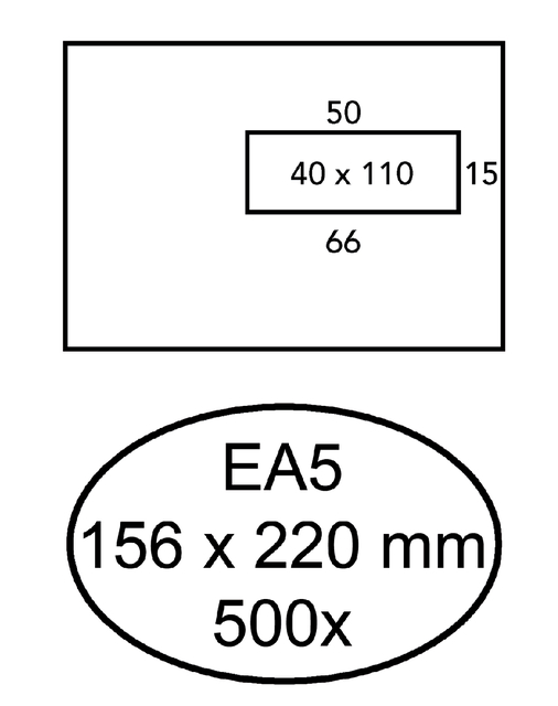 Envelop Hermes EA5 156x220mm venster 4x11 rechts zelfklevend 500 stuks afbeelding