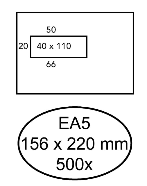 Envelop Hermes EA5 156x220mm venster 4x11links zelfklevend 500 stuks afbeelding