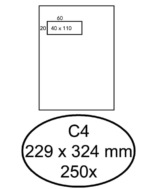Envelop Quantore 229x324mm venster 4x11cm links zelfklevend 250 stuks afbeelding