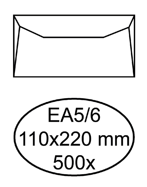 Envelop Hermes bank EA5/6 110x220mm gegomd wit doos à 500 stuks afbeelding