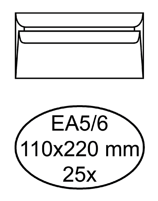 Envelop Quantore bank EA5/6 110x220mm zelfklevend wit 25 stuks afbeelding