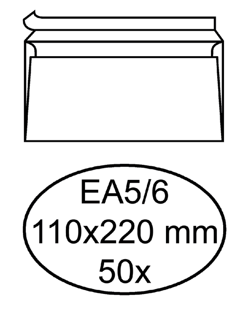 Envelop Hermes bank EA5/6 110x220mm zelfklevend wit pak à 50 stuks afbeelding