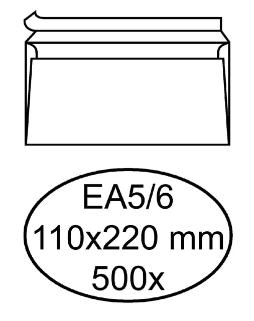 Envelop Hermes bank EA5/6 110x220mm zelfklevend wit doos à 500 stuks afbeelding