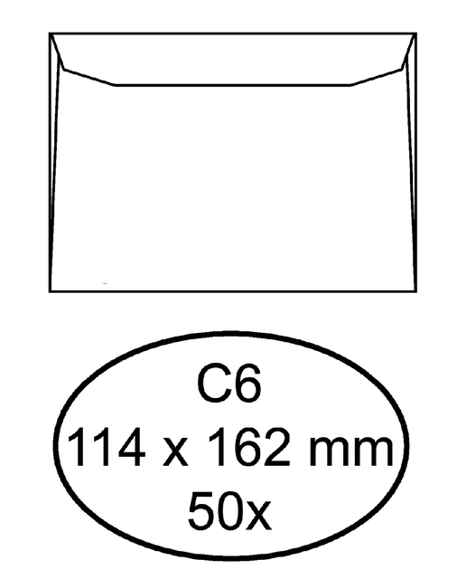 Envelop Hermes bank C6 114x162mm zelfklevend met strip wit afbeelding