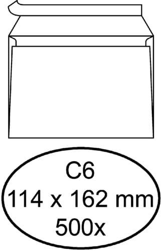 Envelop Hermes bank C6 114x162mm zelfklevend met strip wit