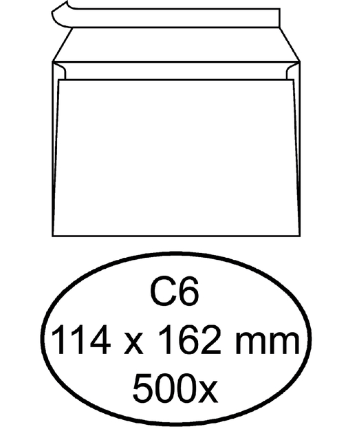 Envelop Quantore bank C6 114x162mm zelfklevend wit 500 stuks afbeelding