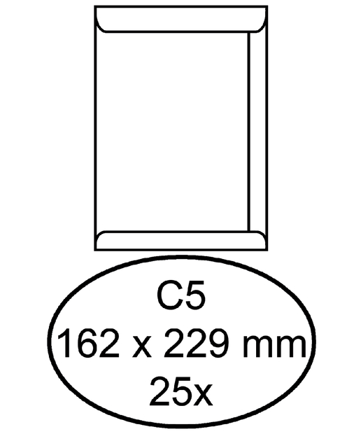 Envelop Hermes akte C5 162x229mm zelfklevend wit pak à 25 stuks afbeelding