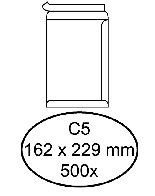 Envelop Hermes akte C5 162x229mm zelfklevend wit doos à 500 stuks afbeelding