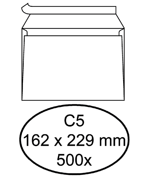 Envelop Quantore bank C5 162x229mm zelfklevend wit 500 stuks afbeelding