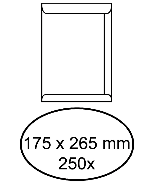 Envelop akte IEZZY 175x265mm zelfklevend 100gr wit 250 stuks afbeelding