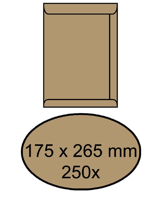 Envelop akte IEZZY 175x265mm zelfklevend 90gr bruin 250 stuks afbeelding