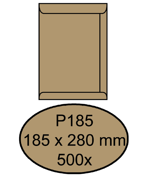 Envelop Quantore akte P185 185x280mm bruinkraft 500 stuks afbeelding