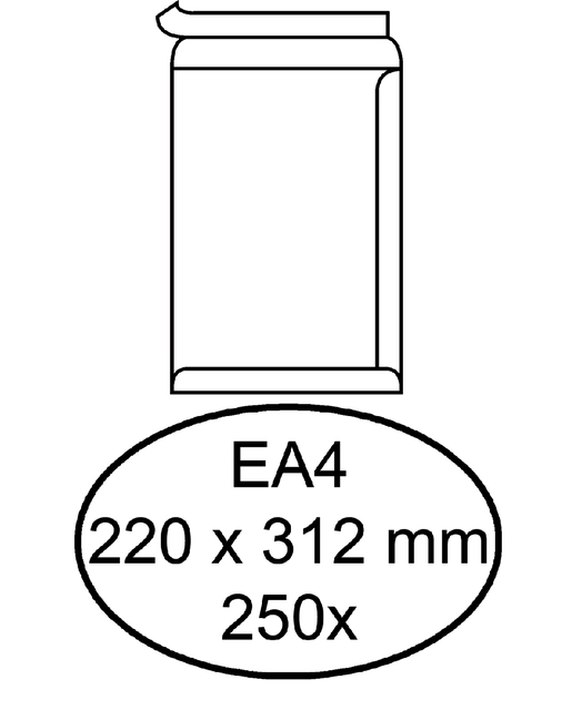 Envelop Hermes akte EA4 220x312mm zelfklevend wit doos à 250 stuks afbeelding