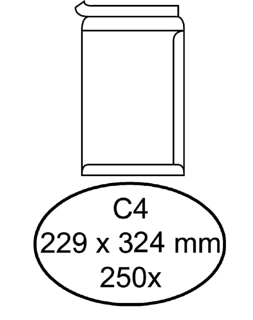 Envelop Hermes akte C4 229x324mm zelfklevend wit doos à 250 stuks afbeelding
