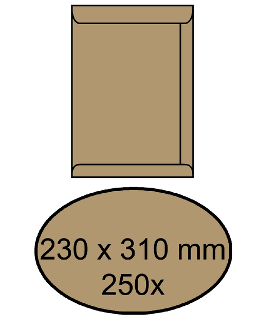 Envelop IEZZY akte 230x310mm zelfklevend 90gr bruin 250 stuks afbeelding