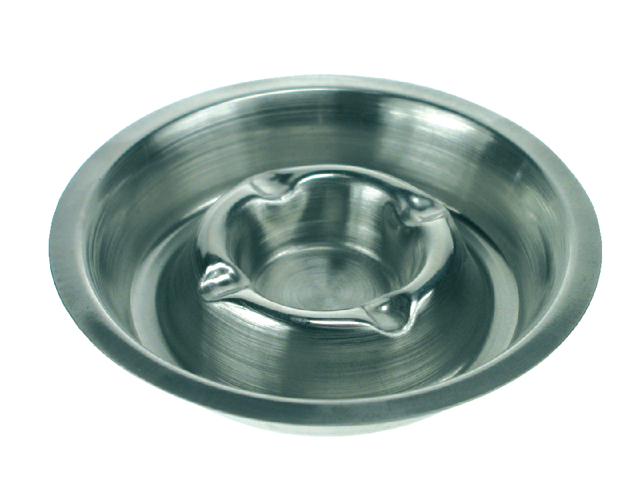Asbak metaal verchroomd 170mm RVS stapelbaar afbeelding