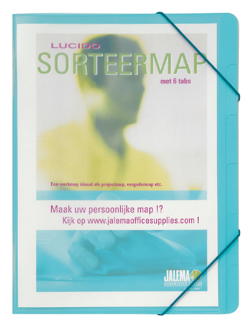 Sorteermap Djois personaliseerbaar A4 6 tabbladenblauw afbeelding
