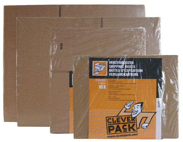 Amerikaanse vouwdoos CleverPack 200x200x110mm B-golf bruin 10 stuks — Foto 2 van 2