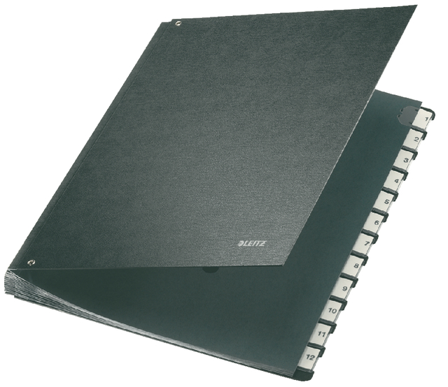 Termijnmap Leitz 1-12 270x18x345mm hardboard zwart afbeelding